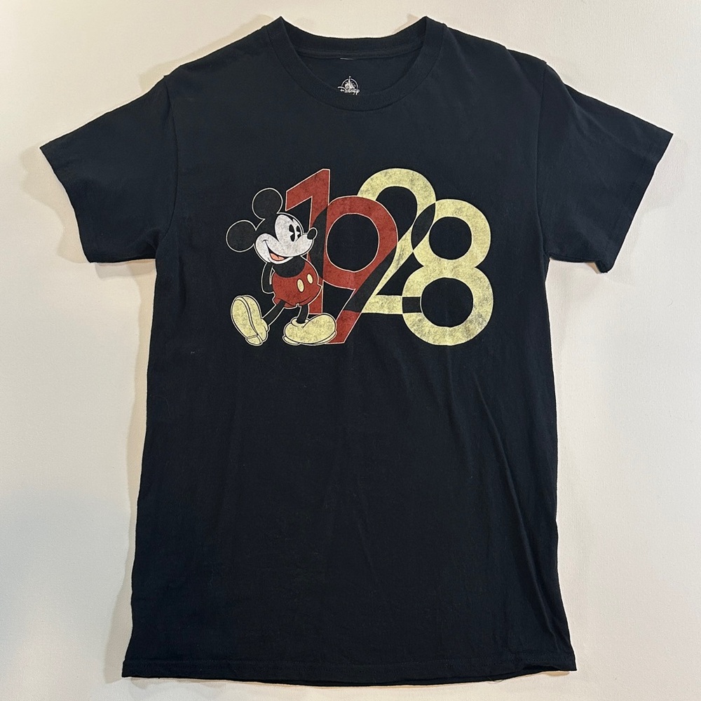 Disney Official Mickey Mouse 1928 Black Graphic T-Shirt Women’s Size S